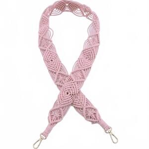 NEW JEN & CO. women's woven macrame crossbody purse strap in mauve pink